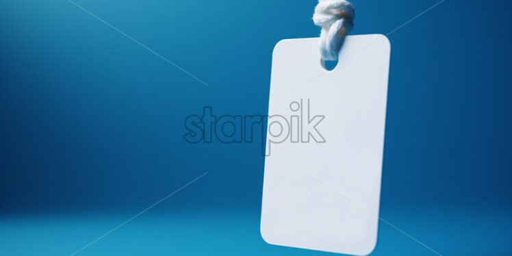 A white price label on a blue background - Starpik Stock