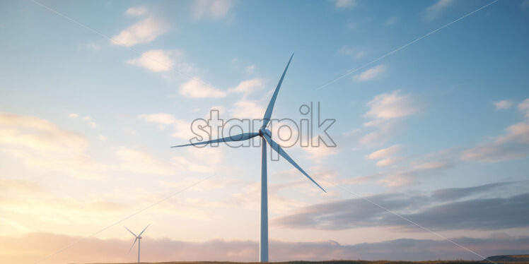 A wind turbine on a plain - Starpik Stock