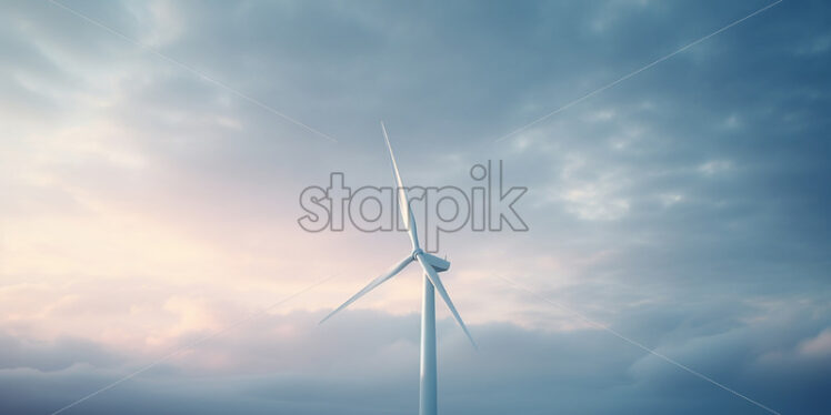 A wind turbine on a plain - Starpik Stock