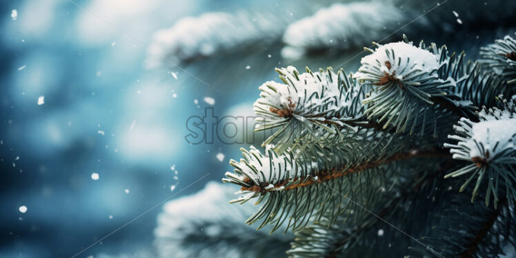 A winter background, a fir tree with branches full of snow - Starpik Stock