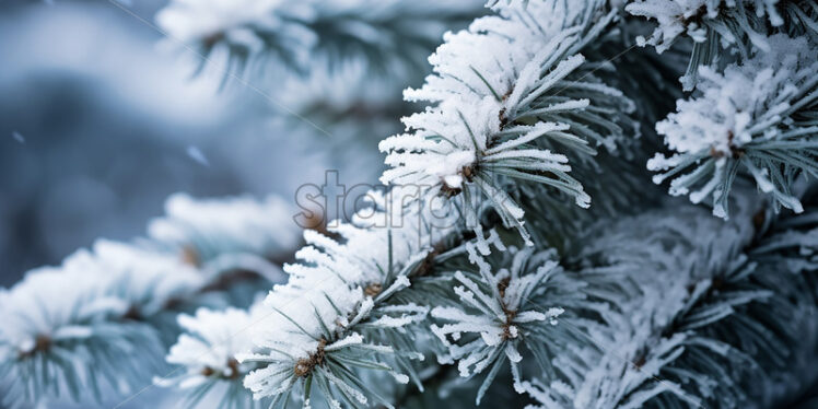 A winter background, a fir tree with branches full of snow - Starpik Stock