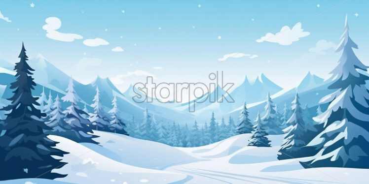 A winter flat design with a field - Starpik Stock