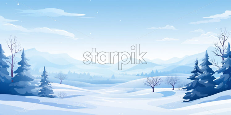 A winter flat design with a field - Starpik Stock