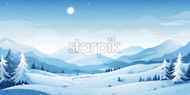 A winter flat design with a field - Starpik Stock