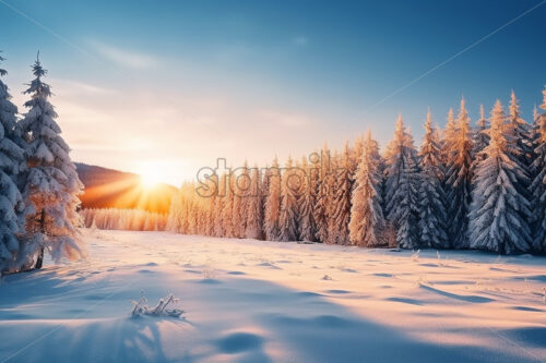 A winter landscape with lots of snow - Starpik Stock