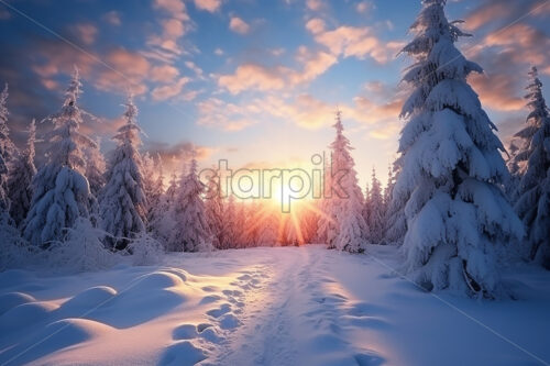 A winter landscape with lots of snow - Starpik Stock