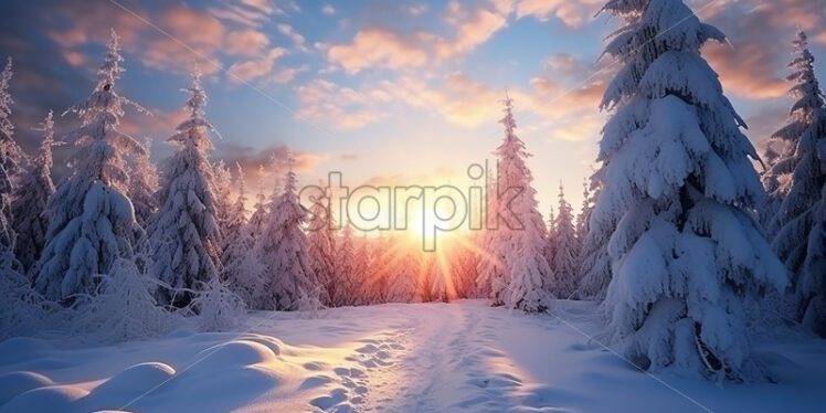 A winter landscape with lots of snow - Starpik Stock