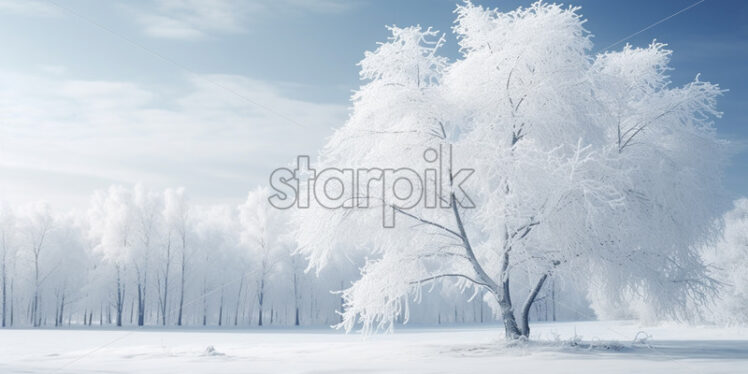 A winter landscape with trees covered in snow - Starpik Stock