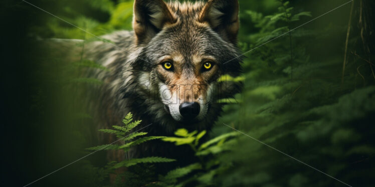 A wolf among the bushes in the forest - Starpik Stock