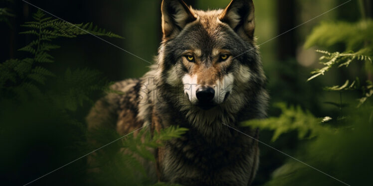 A wolf among the bushes in the forest - Starpik Stock