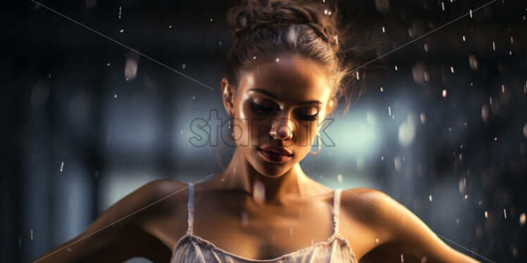 A woman dancing in the rain - Starpik Stock