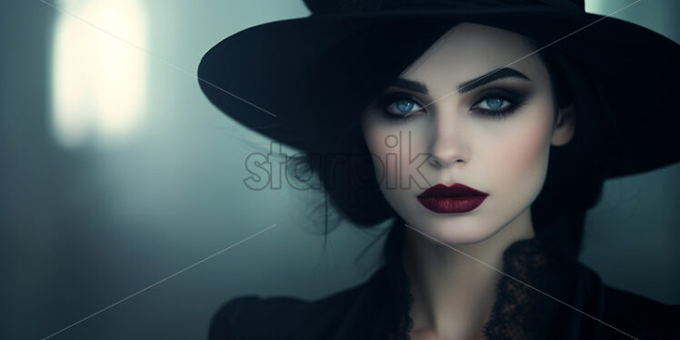 A woman in gothic style with dark lips - Starpik Stock