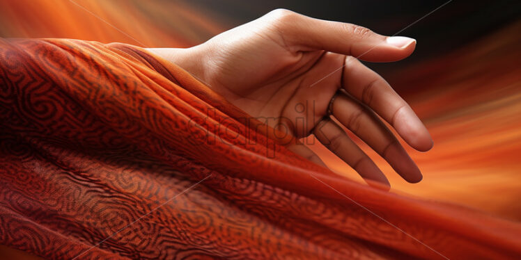 A woman's hand touching a silk dress - Starpik Stock