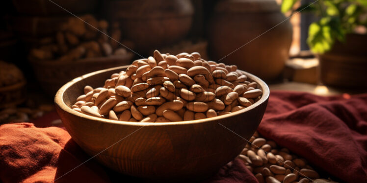 A wooden bowl of beans - Starpik Stock