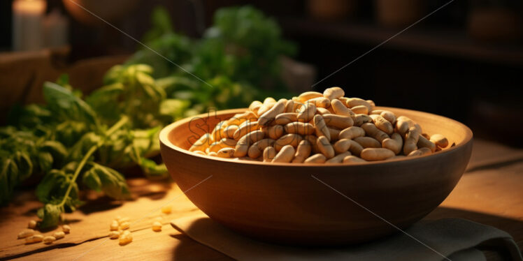 A wooden bowl of beans - Starpik Stock