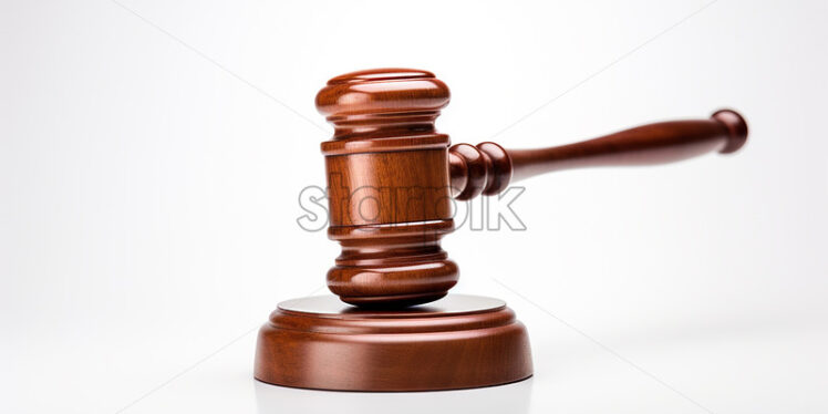 A wooden gavel on a white background - Starpik Stock