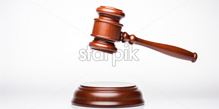 A wooden gavel on a white background - Starpik Stock