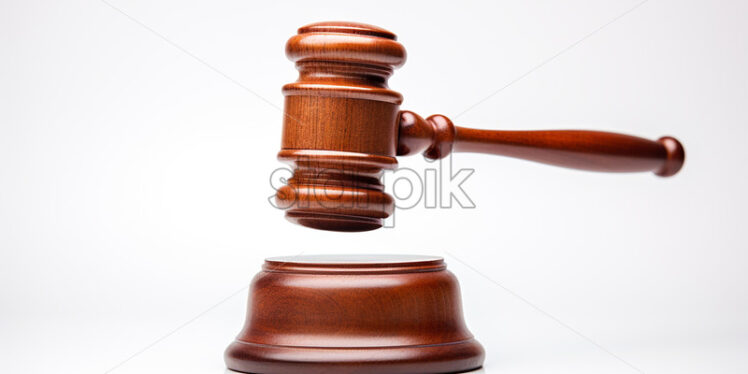 A wooden gavel on a white background - Starpik Stock