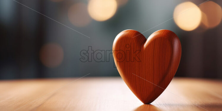 A wooden heart on a wooden table - Starpik Stock