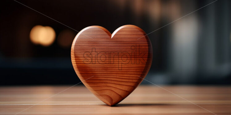 A wooden heart on a wooden table - Starpik Stock