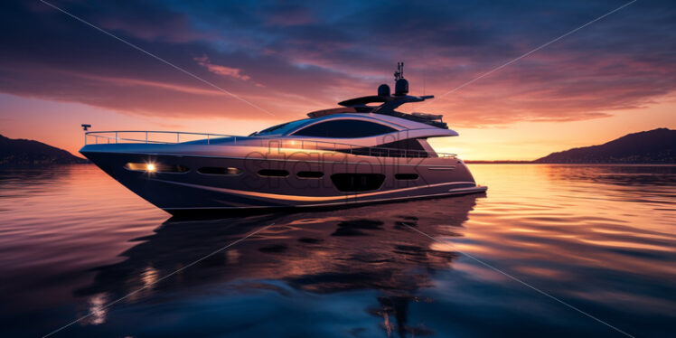 A yacht on the sea at sunset - Starpik Stock