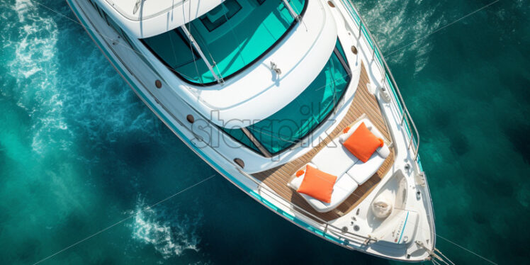 A yacht top view turquoise colours - Starpik Stock