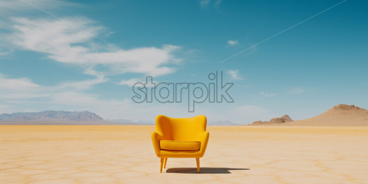 A yellow armchair in the desert - Starpik Stock