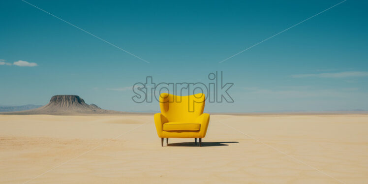 A yellow armchair in the desert - Starpik Stock