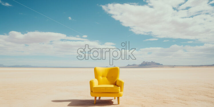 A yellow armchair in the desert - Starpik Stock