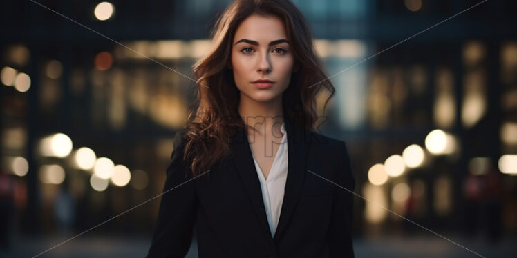 A young businesswomen in a suit against the background of an office - Starpik Stock