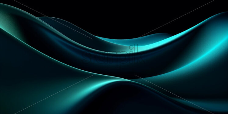 AN abstract wave of cyan color on a black background - Starpik Stock