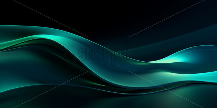 AN abstract wave of cyan color on a black background - Starpik Stock