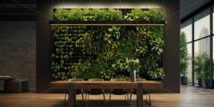 AN interior of a house with a plant wall - Starpik Stock