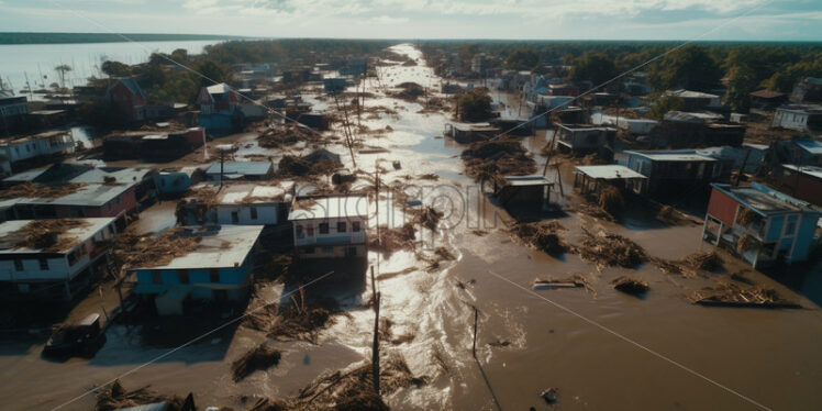 Aerial view of a flooding and natural devastation - Starpik Stock