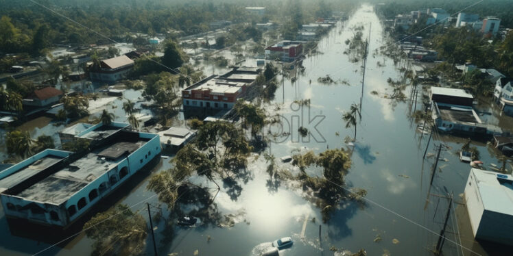 Aerial view of a flooding and natural devastation - Starpik Stock