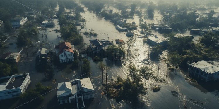 Aerial view of a flooding and natural devastation - Starpik Stock