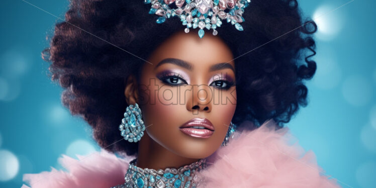 Afro american woman portrait winter queen fashion - Starpik Stock