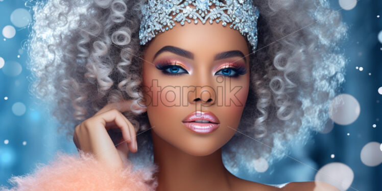 Afro american woman portrait winter queen fashion - Starpik Stock