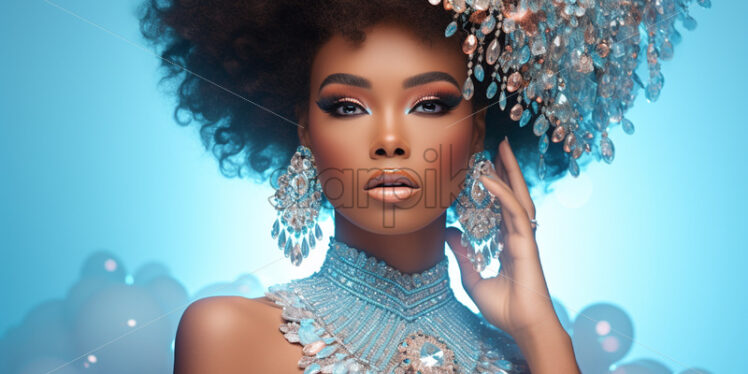 Afro american woman portrait winter queen fashion - Starpik Stock