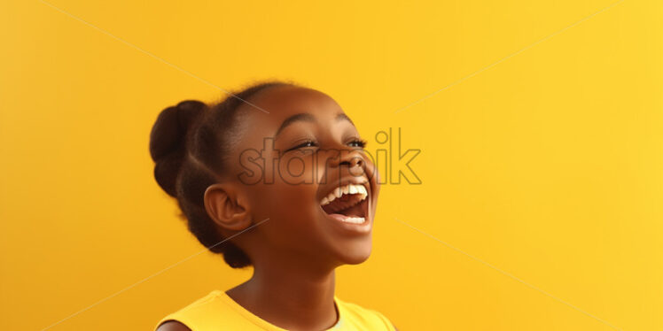 An African girl on a yellow background - Starpik Stock