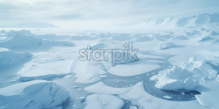 An Antarctic landscape made with a drone - Starpik Stock