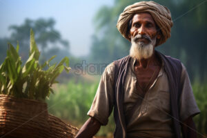 An Indian farmer in an agricultural field - Starpik Stock