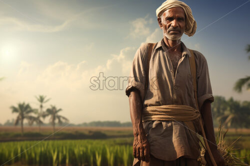 An Indian farmer in an agricultural field - Starpik Stock