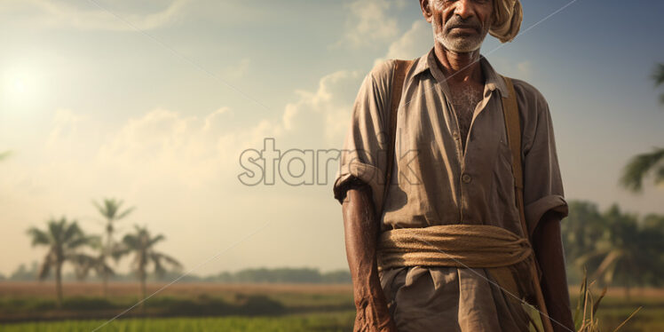 An Indian farmer in an agricultural field - Starpik Stock