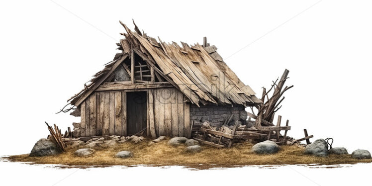 An abandoned house on a white background - Starpik Stock