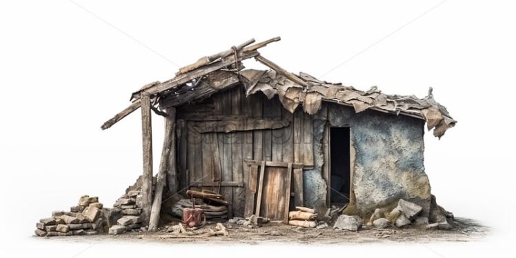 An abandoned house on a white background - Starpik Stock