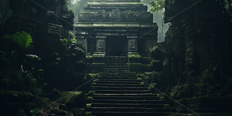 An abandoned temple in the middle of the jungle - Starpik Stock