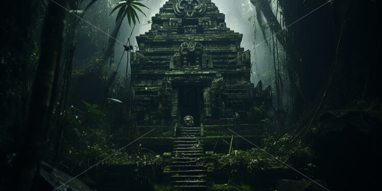 An abandoned temple in the middle of the jungle - Starpik Stock