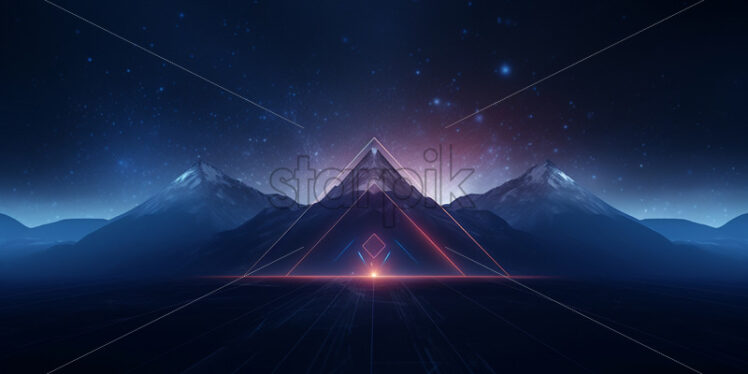 An abstract background with mountains in the form of triangles in the center - Starpik Stock