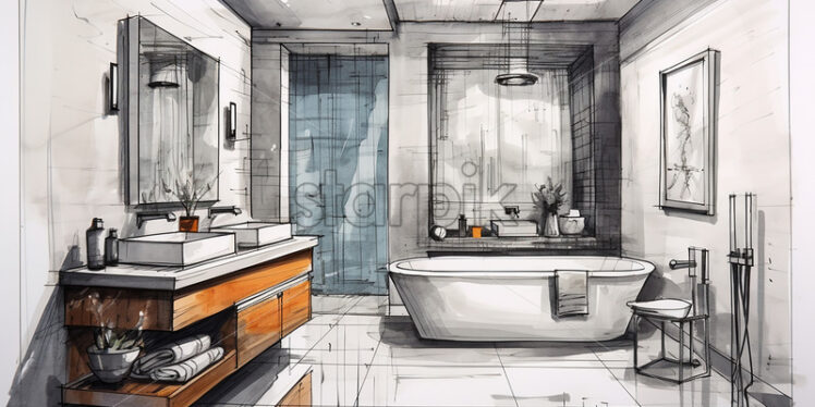 An abstract sketch of a bathroom - Starpik Stock